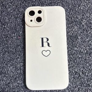 SHEIN Cream Phone Case with Initial and Heart